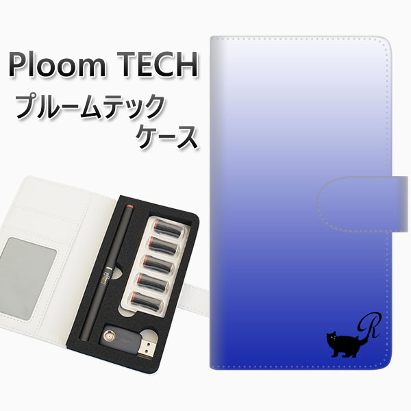 プルームテック ケース 手帳型 ploomtech ケース 【YI859 イニシャル ネコ R】 プルームテックケース レザー ギフト タバコ 電子タバコ カバ...