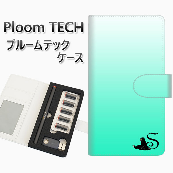プルームテック ケース 手帳型 ploomtech ケース 【YI860 イニシャル ネコ S】 プルームテックケース レザー ギフト タバコ 電子タバコ カバ...