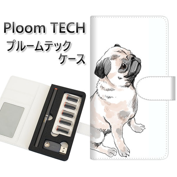 プルームテック ケース 手帳型 ploomtech ケース 【YJ045 パグ4】 プルームテックケース レザー ギフト タバコ 電子タバコ カバー タバコポー...