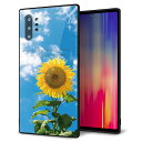 docomo Galaxy Note10+ SC-01M ケース カバー スマホケース 背面 ガラス TPU ガラプリ 【ヒマワリ】 MMLM
