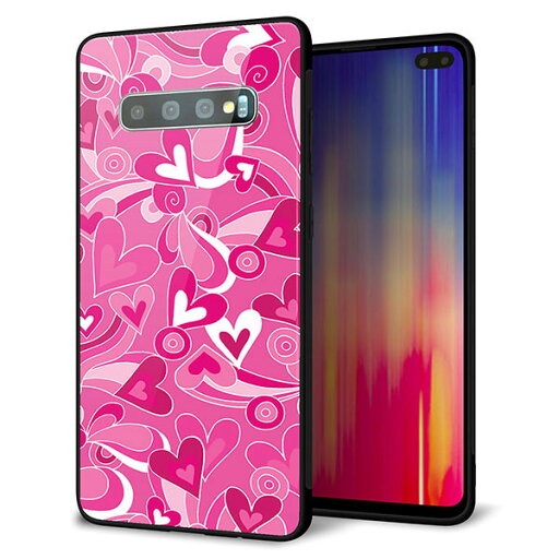 docomo Galaxy S10+ Olympic Games Edition SC-05L ケース カバー スマホケース 背面 ガラス TPU ガラプリ 【383 ピンクのハート】 MMLM docomo Galaxy S10+ Olympic Games Edition SC-05L ケース カバー スマホケース 背面 ガラス TPU ガラプリ 【383 ピンクのハート】 MMLM