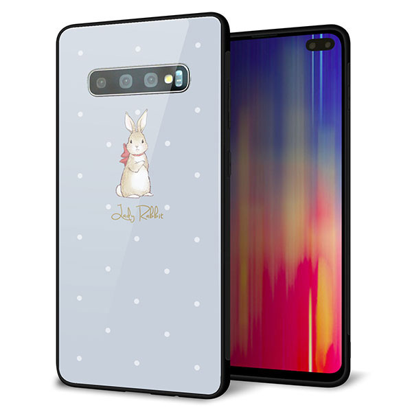 docomo Galaxy S10+ Olympic Games Edition　SC-05L ケース カバー スマホケース 背面 ガラス TPU ガラプリ 【SC967 Lady Rabbit ブルーグレイ】 メール便送料無料