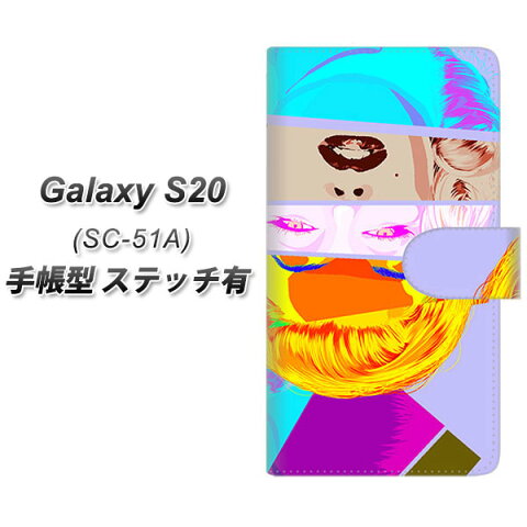 docomo Galaxy S20 5G SC-51A 手帳型 スマホケース カバー 【ステッチタイプ】【YJ211 逆さ マリリンモンロー おしゃれ UV印刷】