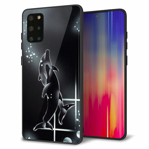 乐天商城 - docomo Galaxy S20+ SC-52A ケース カバー スマホケース 背面 ガラス TPU ガラプリ 【ブラックドルフィン】 MMLM