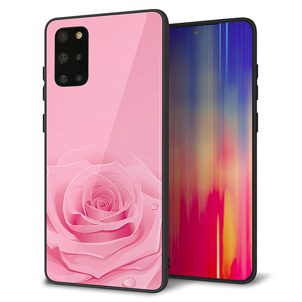 Rakuten - docomo Galaxy S20+ SC-52A ケース カバー スマホケース 背面 ガラス TPU ガラプリ 【ピンクのバラ】 MMLM