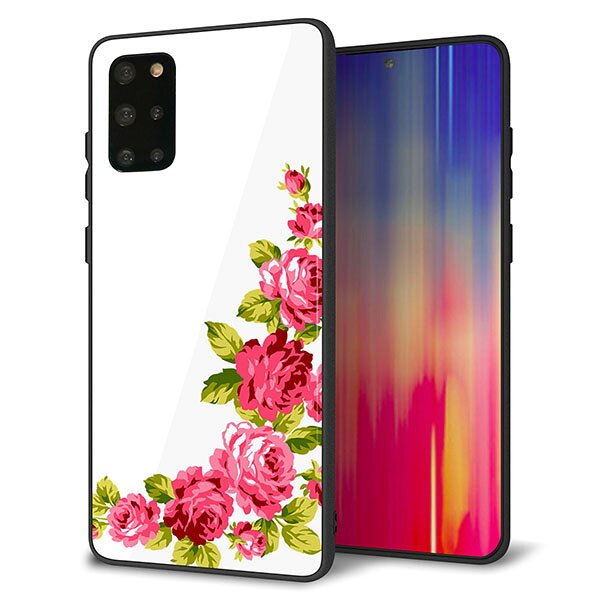 Rakuten - docomo Galaxy S20+ SC-52A ケース カバー スマホケース 背面 ガラス TPU ガラプリ 【バラのフレーム(白)】 MMLM