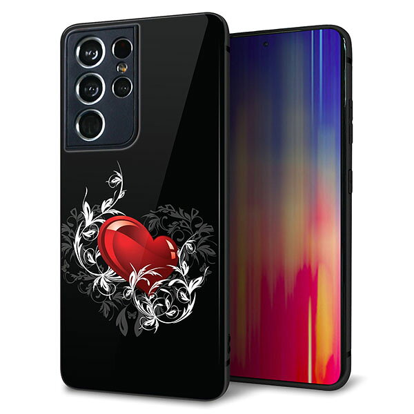 乐天商城 - docomo Galaxy S21 Ultra 5G SC-52B ケース カバー 背面 ガラス TPU デザイン ガラプリ 【032 クリスタルハート】 印刷 光沢 MMLM