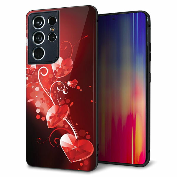 Rakuten - docomo Galaxy S21 Ultra 5G SC-52B ケース カバー 背面 ガラス TPU デザイン ガラプリ 【385 クリスタルな恋】 印刷 光沢 MMLM