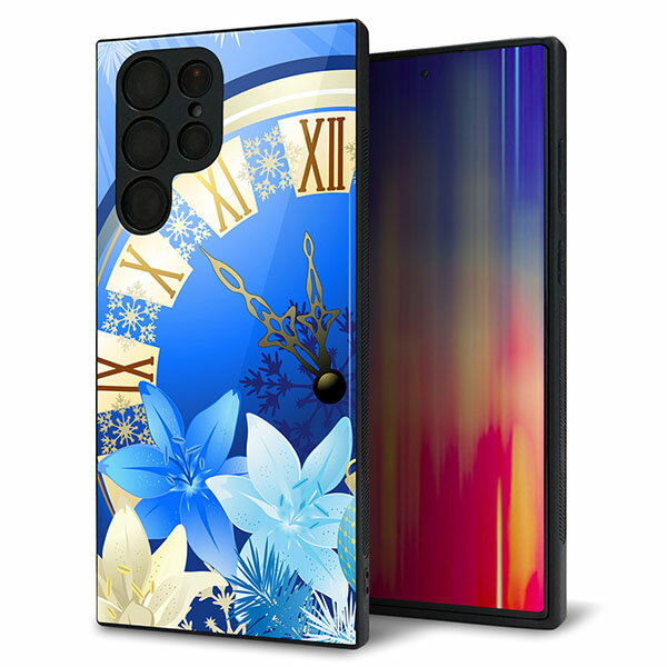 乐天商城 - docomo Galaxy S22 Ultra SC-52C ケース カバー 背面 ガラス TPU デザイン ガラプリ 【601 静寂なる青い時】 印刷 光沢 MMLM