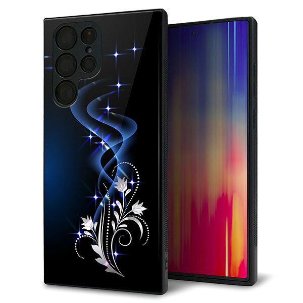 Rakuten - docomo Galaxy S22 Ultra SC-52C ケース カバー 背面 ガラス TPU デザイン ガラプリ 【1278 華より昇る流れ】 印刷 光沢 MMLM