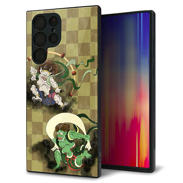 乐天商城 - docomo Galaxy S22 Ultra SC-52C ケース カバー 背面 ガラス TPU デザイン ガラプリ 【HA236 風神雷神 金市松】 印刷 光沢 MMLM