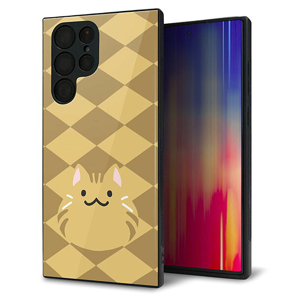 Rakuten - docomo Galaxy S22 Ultra SC-52C ケース カバー 背面 ガラス TPU デザイン ガラプリ 【HA247 もちねこ 茶トラ】 印刷 光沢 MMLM