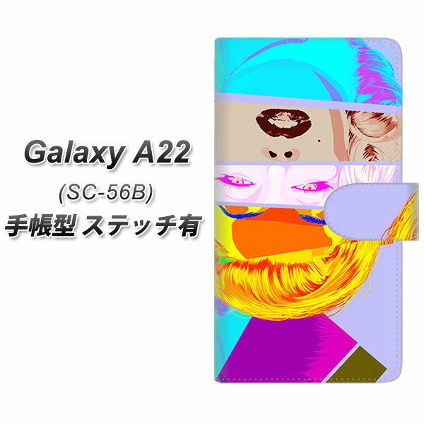 docomo Galaxy A22 5G SC-56B 手帳型 スマホケース カバー 【ステッチタイプ】【YJ211 逆さ マリリンモンロー おしゃれ UV印刷】