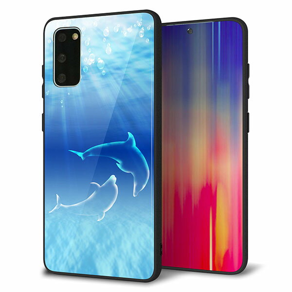 乐天商城 - au Galaxy S20 5G SCG01 ケース カバー スマホケース 背面 ガラス TPU ガラプリ 【海の守り神イルカ】 MMLM