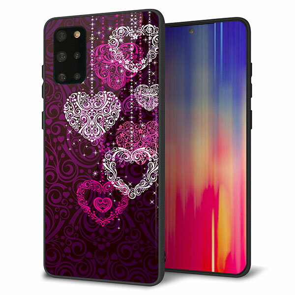 乐天商城 - au Galaxy S20+ SCG02 ケース カバー スマホケース 背面 ガラス TPU ガラプリ 【ハートのシャンデリア】 MMLM
