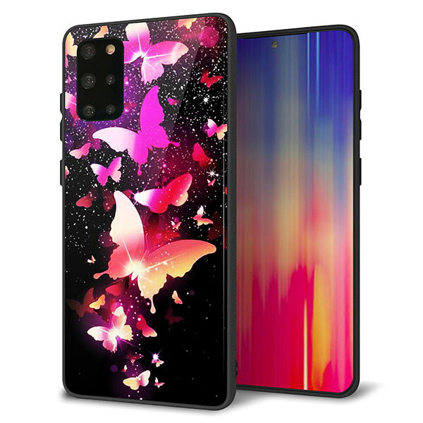 乐天商城 - au Galaxy S20+ SCG02 ケース カバー スマホケース 背面 ガラス TPU ガラプリ 【蝶C】 MMLM