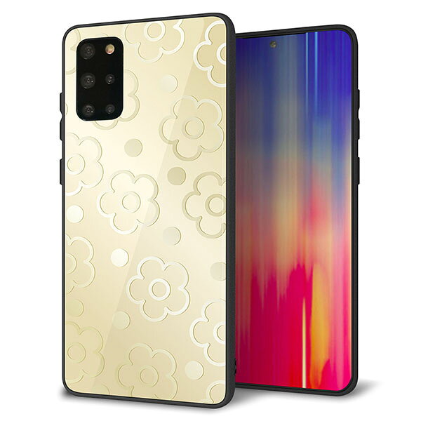 Rakuten - au Galaxy S20+ SCG02 ケース カバー スマホケース 背面 ガラス TPU ガラプリ 【エンボス風デイジードット(ヌーディーベージュ)】 MMLM