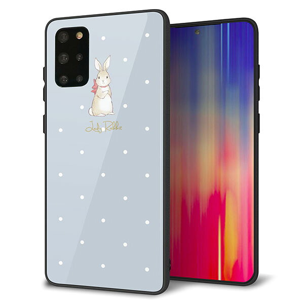 乐天商城 - au Galaxy S20+ SCG02 ケース カバー スマホケース 背面 ガラス TPU ガラプリ 【Lady Rabbit ブルーグレイ ガラプリhp】 MMLM