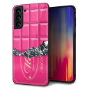 au Galaxy S21 PLUS 5G SCG10 ケース カバー 背面 ガラス TPU デザイン ガラプリ 【555 板チョコ-ストロベリー】 印刷 光沢 MMLM