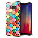 Galaxy S8 SCV36 ケース カバー 背面 ガラス TPU デザイン 【 448 マーブルチョコ 】 印刷 光沢 MMLM