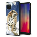 Simフリー AQUOS sense4 ケース カバー 背面 ガラス TPU デザイン ガラプリ 【793 雪山の虎】 印刷 光沢 MMLM
