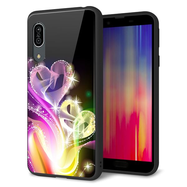 docomo AQUOS sense3 SH-02M ケース カバー スマホケース 背面 ガラス TPU ガラプリ 【386 光の軌跡】 MMLM