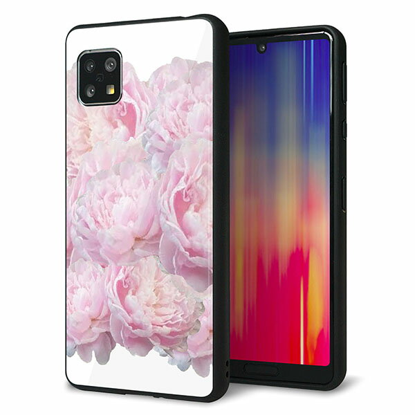 docomo AQUOS sense4 SH-41A ケース カバー 背面 ガラス TPU デザイン ガラプリ 【YI885 フラワー6】 印刷 光沢 MLM