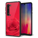 au AQUOS R5G SHG01 ケース カバー スマホケース 背面 ガラス TPU ガラプリ 【赤いバラ】 MMLM(2)