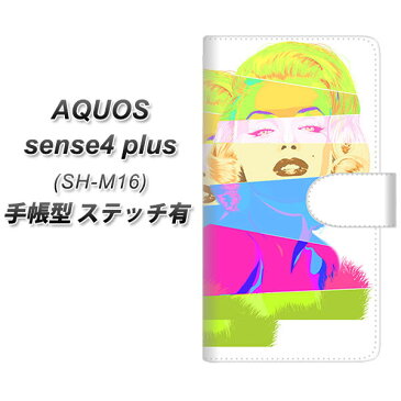 楽天モバイル AQUOS sense4 plus SH-M16 手帳型 スマホケース カバー 【ステッチタイプ】【YJ208 マリリンモンロー おしゃれ UV印刷】