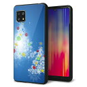 Simフリー AQUOS sense5G SH-M17 ケース カバー 背面 ガラス TPU デザイン ガラプリ 【YJ347 クリスマスツリー】 印刷 光沢 MMLM