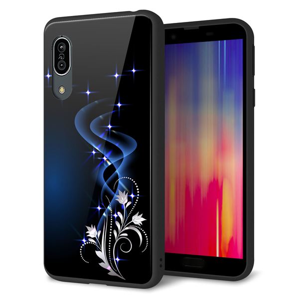 AQUOS sense3 lite SH-RM12 ケース カバー スマホケース 背面 ガラス TPU ガラプリ 【1278 華より昇る流れ】 MMLM