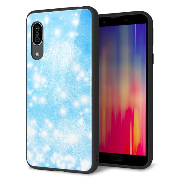 AQUOS sense3 lite SH-RM12 ケース カバー スマホケース 背面 ガラス TPU ガラプリ 【YJ289 デザイン ブルー】 メール便送料無料