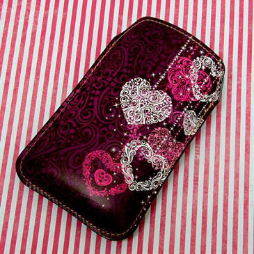 本革(レザー)スマートフォンケース デザイナーVer.【468 ハートのシャンデリア】【LLロング】Ascend D2/MEDIAS X/Galaxy S4/AQUOS PHONE ZETA/MEDIAS X/Disney mobile/INFOBAR/AQUOS PHONE SERIE/Disney Mobile/ARROWS V/Optimus LIFE等 汎用タイプ