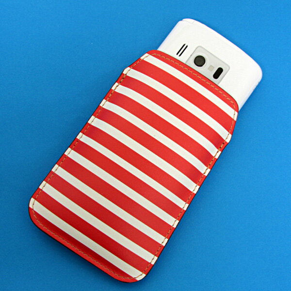 本革（レザー）スマートフォンケース デザイナーVer.【485 サイドボーダーレッド】 【Lサイズ】AQUOS PHONE EX/シンプルスマホ/docomo with series/G'zOne/GALAPAGOS/HTC EVO WiMAX/REGZA Phone/LYNX3Dなど汎用タイプ MMLM