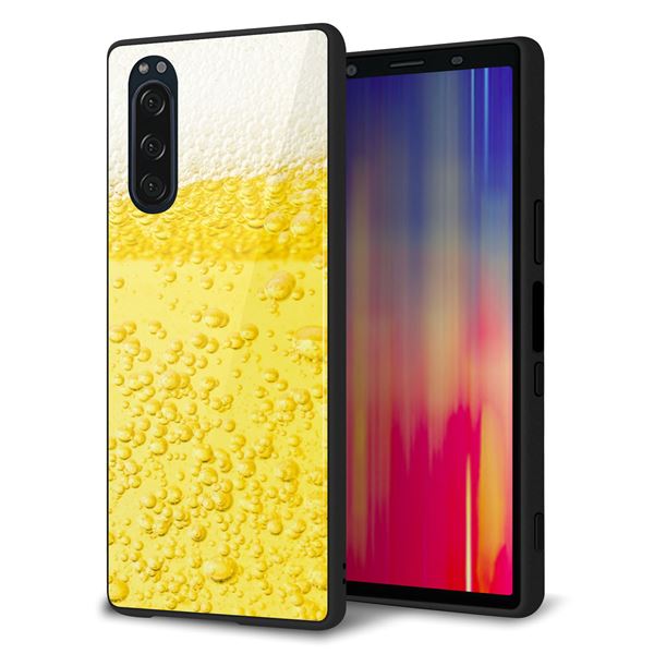 docomo Xperia5 SO-01M ケース カバー スマホケース 背面 ガラス TPU ガラプリ 【450 生ビール】 メール便送料無料