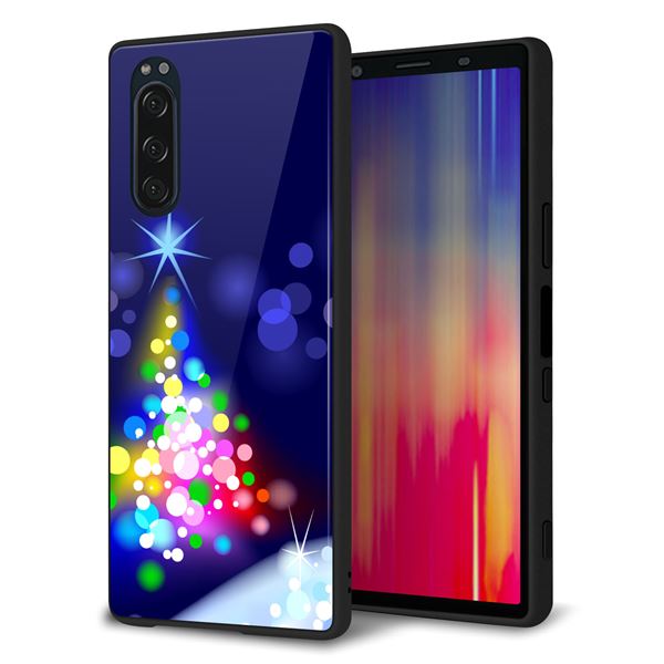 乐天商城 - docomo Xperia5 SO-01M ケース カバー スマホケース 背面 ガラス TPU ガラプリ 【720 白銀のクリスマスツリー】 MMLM