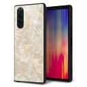 docomo Xperia5 SO-01M ケース カバー スマホケース 背面 ガラス TPU ガラプリ 【KM872 大理石パール】 メール便送料無料