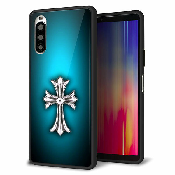 Rakuten - docomo Xperia 10 II SO-41A ケース カバー スマホケース 背面 ガラス TPU ガラプリ 【クロスブルー】 MMLM