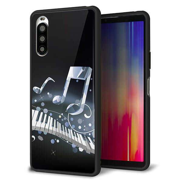 docomo Xperia 10 II SO-41A ケース カバー スマホケース 背面 ガラス TPU ガラプリ 【鍵盤に踊る音】 メール便送料無料