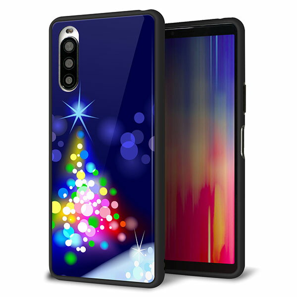 docomo Xperia 10 II SO-41A ケース カバー スマホケース 背面 ガラス TPU ガラプリ 【白銀のクリスマスツリー】 MMLM