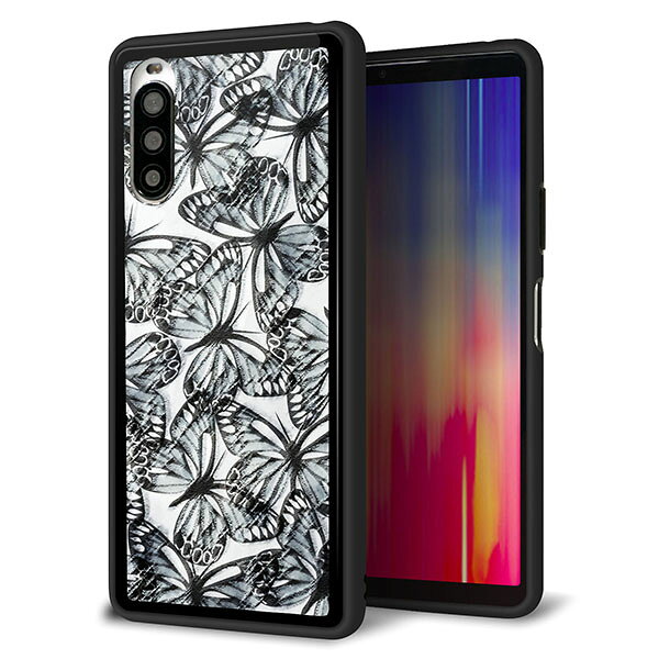 乐天商城 - docomo Xperia 10 II SO-41A ケース カバー スマホケース 背面 ガラス TPU ガラプリ 【ガーデンバタフライ ブラック】 MMLM