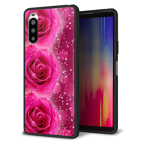 Rakuten - docomo Xperia 10 II SO-41A ケース カバー スマホケース 背面 ガラス TPU ガラプリ 【3連のバラ】 MMLM