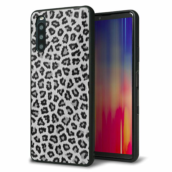 乐天商城 - docomo Xperia 10 III SO-52B ケース カバー 背面 ガラス TPU デザイン ガラプリ 【1068 ヒョウ柄ベーシックSグレー】 印刷 光沢 MMLM