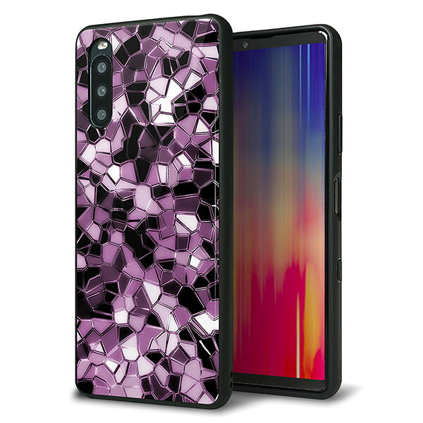 乐天商城 - docomo Xperia 10 III SO-52B ケース カバー 背面 ガラス TPU デザイン ガラプリ 【EK837 テクニカルミラーパープル】 印刷 光沢 MMLM