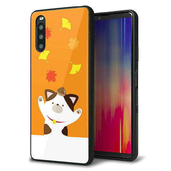 乐天商城 - docomo Xperia 10 III SO-52B ケース カバー 背面 ガラス TPU デザイン ガラプリ 【TA018 秋みけ】 印刷 光沢 MMLM