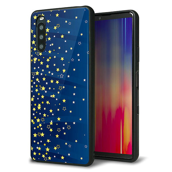 Rakuten - docomo Xperia 10 III SO-52B ケース カバー 背面 ガラス TPU デザイン ガラプリ 【VA842 満天の星空】 印刷 光沢 MMLM