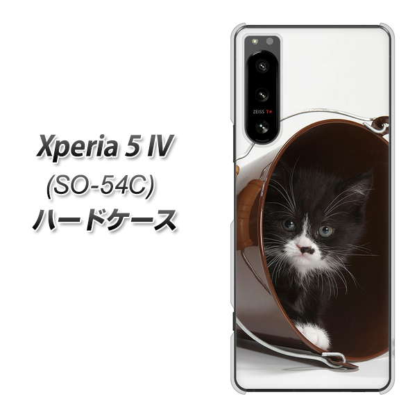 docomo Xperia 5 IV SO-54C ハードケース / カバー【VA800 ネコとバケツ 素材クリア】 UV印刷 ★高解像度版 エクスペリア5 IV SO-54C/SO54C/スマホケース 