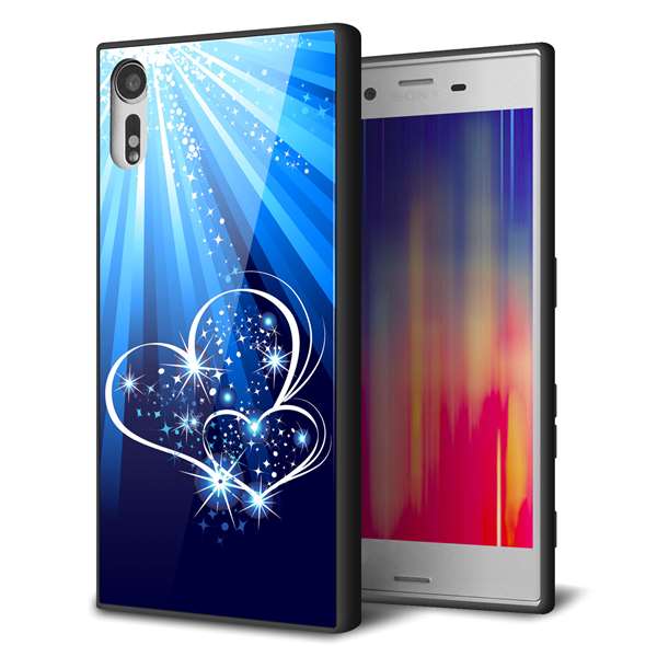 乐天商城 - Xperia XZ SOV34 au エクスペリアXZ ケース カバー 背面 ガラス TPU デザイン 【 702 スイミングハート 】 ガラプリ スマホケース 携帯ケース MMLM