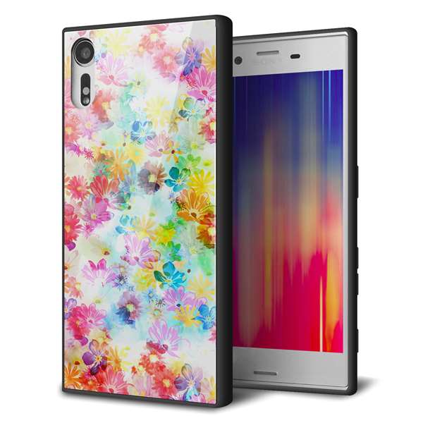 Rakuten - Xperia XZ SOV34 au エクスペリアXZ ケース カバー 背面 ガラス TPU デザイン 【 SC876 リバティプリント プレスドフラワー ホワイト 】 ガラプリ スマホケース 携帯ケース MMLM