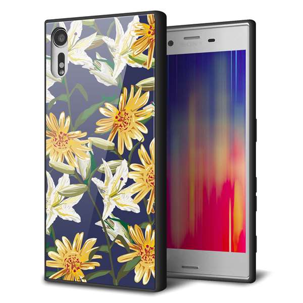 乐天商城 - Xperia XZ SOV34 au エクスペリアXZ ケース カバー 背面 ガラス TPU デザイン 【 SC893 ボタニカルデイジー&リリー 】 ガラプリ スマホケース 携帯ケース MMLM